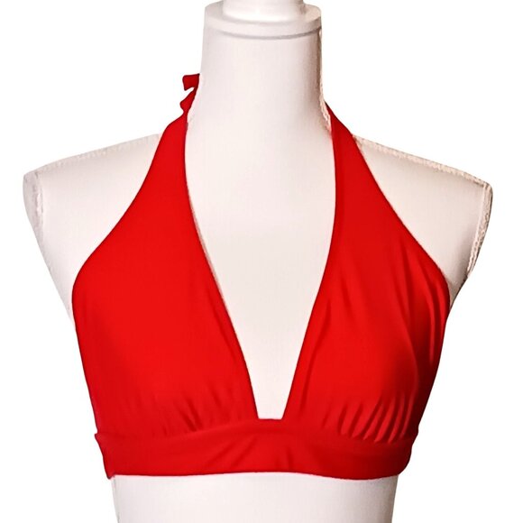 NEW J. Crew Red Tie-back Halter‎ Bikini Swim Top Women's Size XS - Picture 1 of 10
